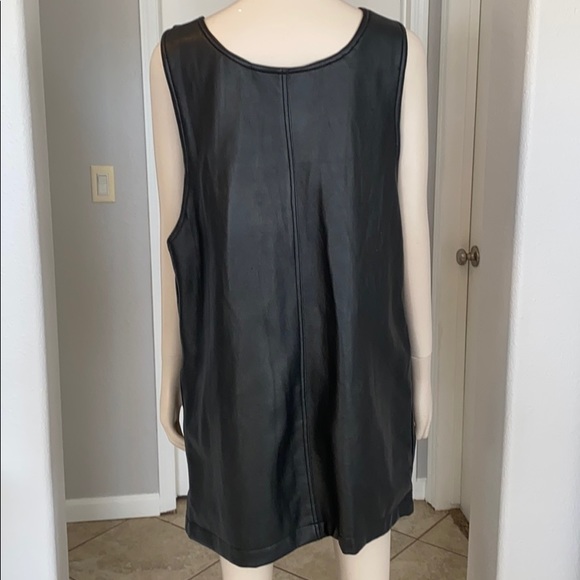 iLANA leather look black overall mini dress - Picture 3 of 14